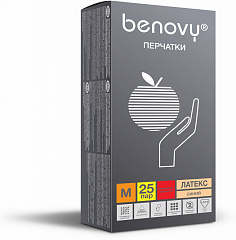 Перчатки BENOVY™ латексные неопудренные особопрочные удлиненные 13гр. (25 пар), синий