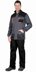 Куртка &quot;СИРИУС-МАНХЕТТЕН&quot; т.серый с оранж. и черным тк. мех. стрейч пл. 250 г/кв.м